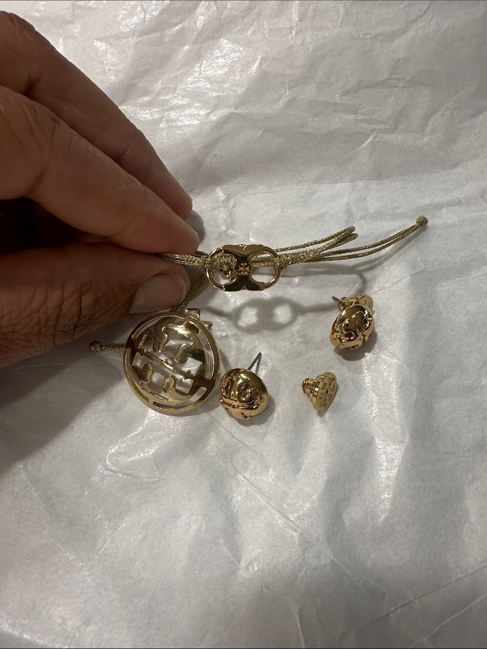 Tory Burch Gold Logo Earring Set